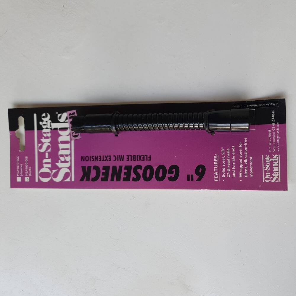 On-Stage 6in Microphone Gooseneck, Pinch Point-Free, Interlocking Rolled Metal